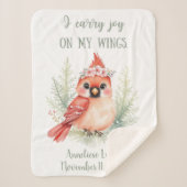 ウッドランドパーソナライズされた子供部屋（鳥）ショウジョウコウカンチョウ前向き シェルパブランケット (正面)