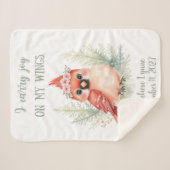 ウッドランドパーソナライズされた子供部屋（鳥）ショウジョウコウカンチョウ前向き シェルパブランケット (正面(横))