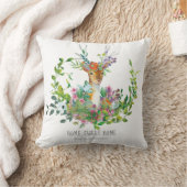 ウッドランドパーソナライズされた鹿ピロー – フローラボウ クッション (ブランケット)