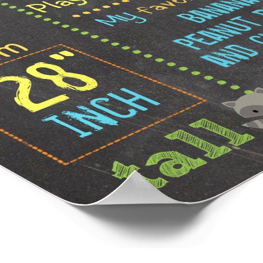 ウッドランドパーティーの最初の誕生日のサインのポスター ポスター (角)