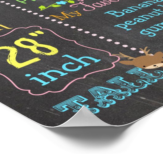 ウッドランドパーティーの最初の誕生日の女の子のサインのポスター ポスター (角)