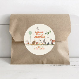 ウッドランドパーティーアニマルズニュートラルバースデーパーティー ラウンドシール