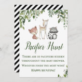 ウッドランドパーティーサイン – おしゃぶり狩りゲームサイン5x7 招待状 (正面/裏面)