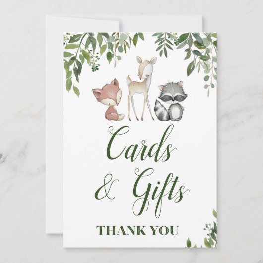 ウッドランドパーティーサイン – カードとギフトのサインは5x7 招待状 (正面)