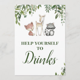 ウッドランドパーティーサイン – ドリンク駅サイン5x7 招待状