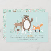 ウッドランドパーティーファースト誕生日招待状 招待状 (正面/裏面)