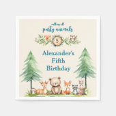 ウッドランドパーティー動物の誕生日パーティーへの招待 スタンダードカクテルナプキン (正面)