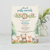 ウッドランドパーティー動物の誕生日パーティーへの招待 招待状 (スタンド正面)