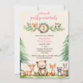 ウッドランドパーティー動物の誕生日パーティーへの招待 招待状 (正面)