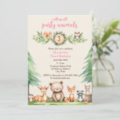 ウッドランドパーティー動物の誕生日パーティーへの招待 招待状 (スタンド正面)