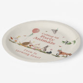 ウッドランドパーティー動物ピンクの誕生日パーティー ペーパープレート (アングル)