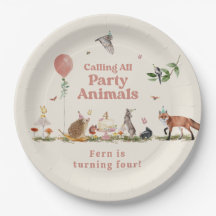 ウッドランドパーティー動物ピンクの誕生日パーティー