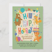 ウッドランドパーティー動物誕生日パーティー 招待状 (正面)