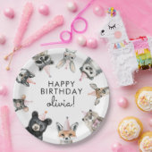 ウッドランドパーティー動物誕生日 ペーパープレート (パーティー)