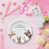 ウッドランドパーティー動物誕生日 ペーパープレート (パーティー)
