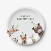 ウッドランドパーティー動物誕生日 ペーパープレート (正面)