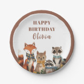 ウッドランドパーティー動物誕生日 | 森林動物 ペーパープレート (正面)