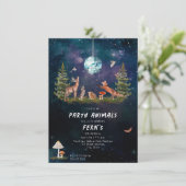ウッドランドパーティー動物銀河系ディスコ誕生日 招待状 (スタンド正面)