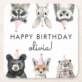 ウッドランドパーティー動物 スクエアペーパーコースター