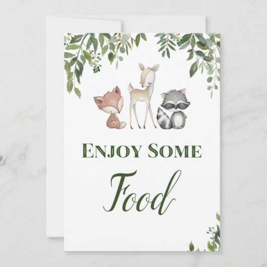 ウッドランドパーティー楽しむサイン – 食品サイン5x7 招待状 (正面)