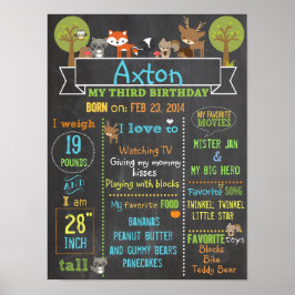 ウッドランドパーティー3歳の誕生日ポスター ポスター