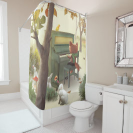 ウッドランドピアニスト シャワーカーテン