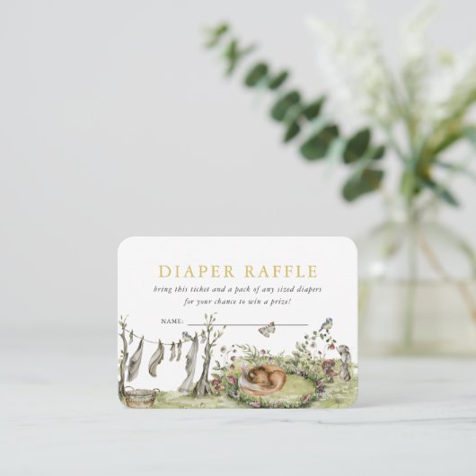 ウッドランドピクニック |森林動物おむつラッフル エンクロージャーカード (スタンド正面)