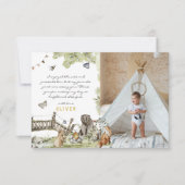 ウッドランドピクニック |森林動物の写真 サンキューカード (正面)