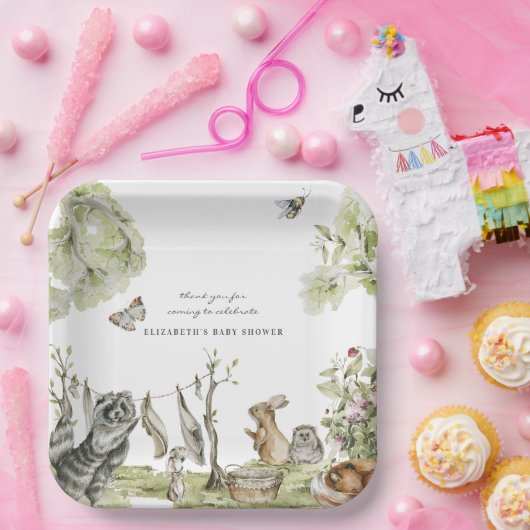 ウッドランドピクニック |森林動物の赤ちゃんシャワー ペーパープレート (パーティー)