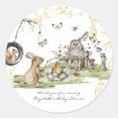 ウッドランドピクニック |森林動物の赤ちゃんシャワー ラウンドシール (正面)