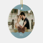 ウッドランドピネコーンブルーフォト セラミックオーナメント (右)