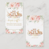 ウッドランドピンクのフローラ赤ちゃんシャワーおむつラッフル エンクロージャーカード (正面/裏面)