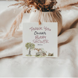 ウッドランドピンクの女の子ワイルドフォレスト動物の赤ちゃんシャワー フェイバータグ