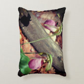 ウッドランドピンクワイルドレディースリッパーオーキッドフラワーズ アクセントクッション (正面(垂直))