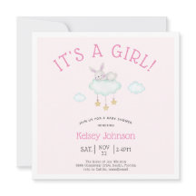 ウッドランドピンク女の子バニーの赤ちゃんシャワー