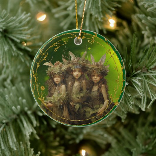 ウッドランドファイリーズオーナメント、フォレストフェアヤコアデコール セラミックオーナメント (ツリー)