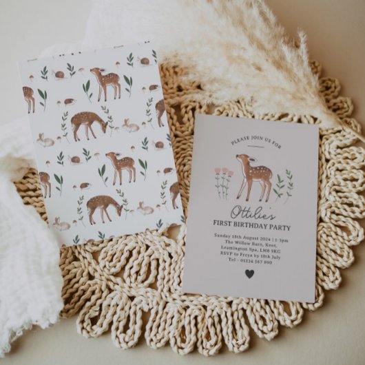 ウッドランドファウンフラワーズ誕生日招待状 招待状