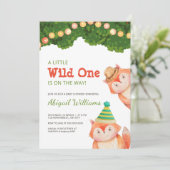 ウッドランドファミリーキツネベビーシャワーワイルドワン 招待状 (スタンド正面)