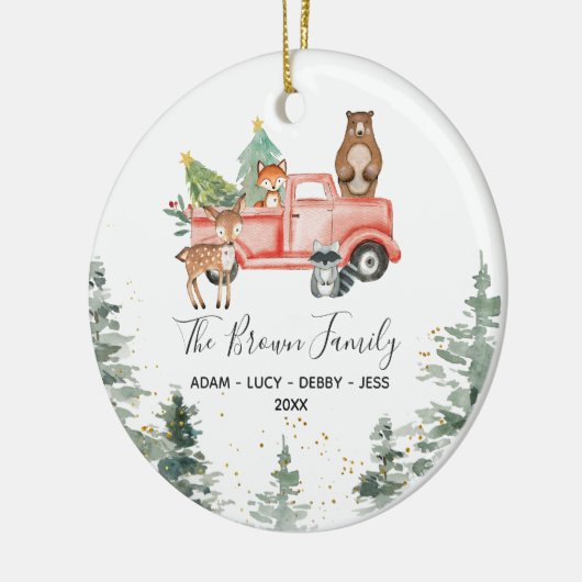 ウッドランドファミリークリスマスハウスオーナメント セラミックオーナメント (左)