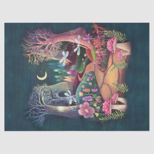 ウッドランドファンタジー、自然の魔法の妖精の国 薄葉紙 (正面)