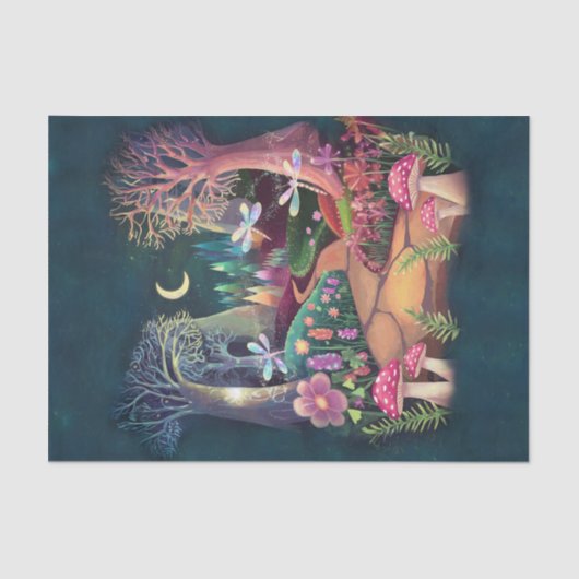 ウッドランドファンタジー、自然の魔法の妖精の国 薄葉紙 (正面)