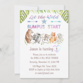 ウッドランドファースト誕生日トロピカルフォレスト招待状 招待状 (正面)