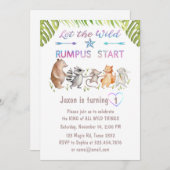 ウッドランドファースト誕生日トロピカルフォレスト招待状 招待状 (正面/裏面)