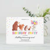 ウッドランドファースト誕生日招待状森林動物 招待状 (スタンド正面)