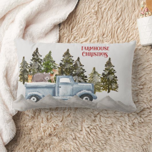 ウッドランドファームハウスクリスマス ランバークッション (ブランケット)