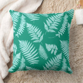 ウッドランドファーンパターンアクアとターコイズ クッション (ブランケット)