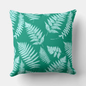 ウッドランドファーンパターンアクアとターコイズ クッション (裏面)