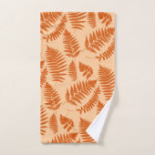ウッドランドファーンパターンパステルと深いオレンジ バスタオルセット (ハンドタオル)
