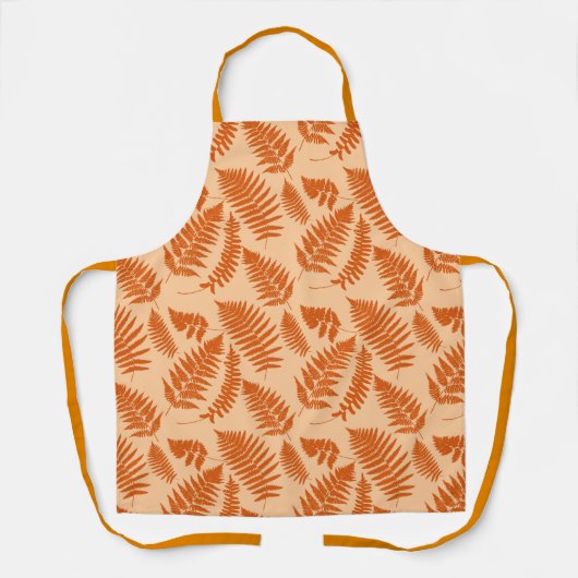 ウッドランドファーンパターンパステルオレンジ エプロン (正面)