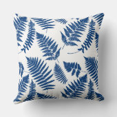 ウッドランドファーンパターン、コバルトブルー クッション (裏面)